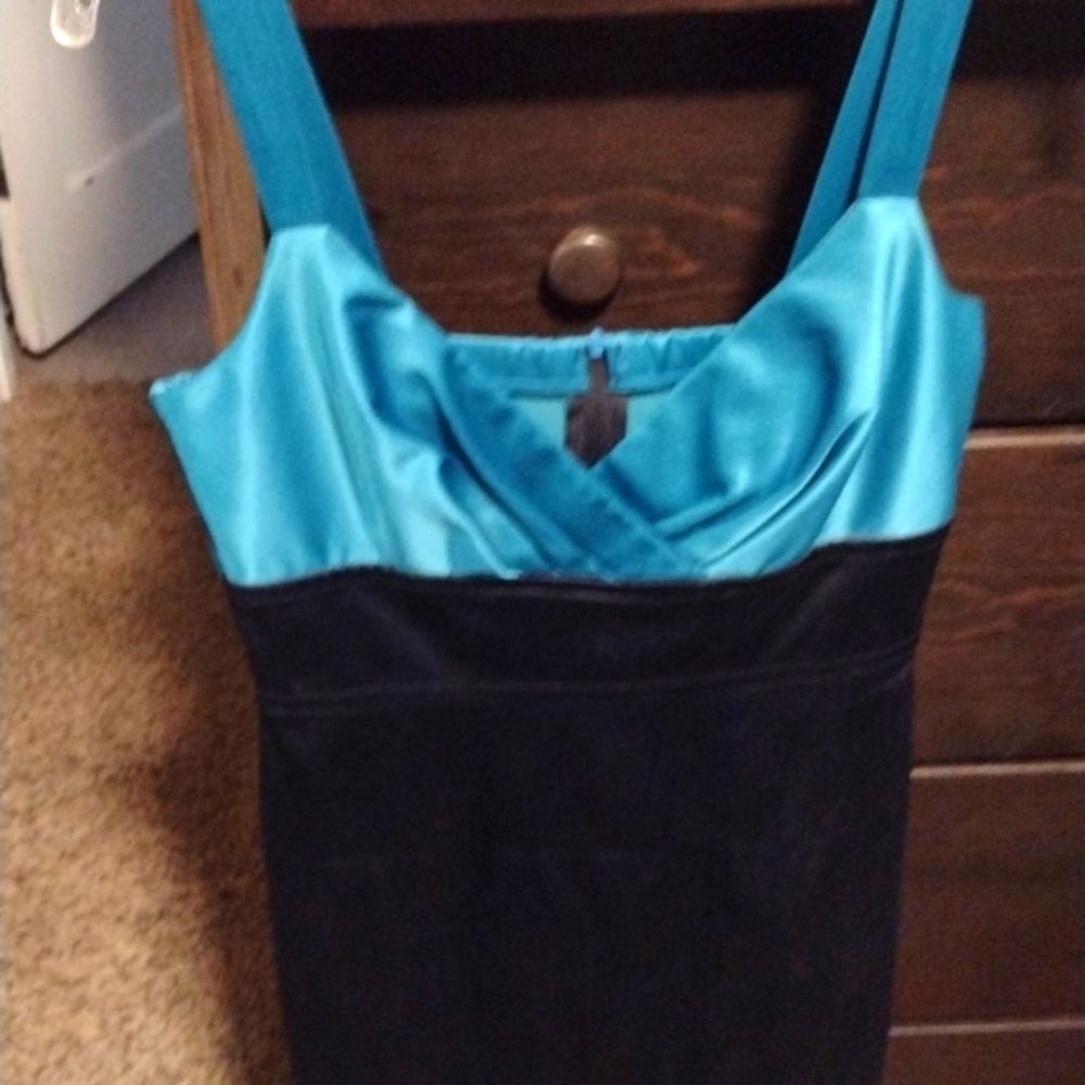 teezeme Women's Tourquoise & Dark Blue Cocktail Dress, Size 7-8